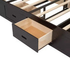 Letto a piattaforma Queen Size Whisen Wood con testiera contenitore, scarpiera e 4 cassetti