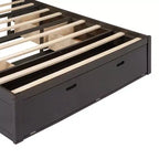 Letto a piattaforma Queen Size Whisen Wood con testiera contenitore, scarpiera e 4 cassetti