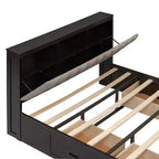 Letto a piattaforma Queen Size Whisen Wood con testiera contenitore, scarpiera e 4 cassetti