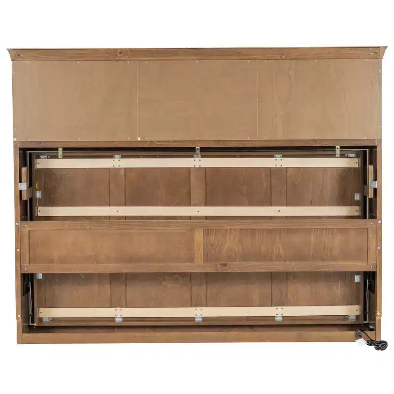 Letto a scomparsa matrimoniale Whisen Wood con stazione di ricarica e cassetto