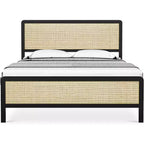 Acekool Boho Rattan Bed - Full Size with Safe Corners