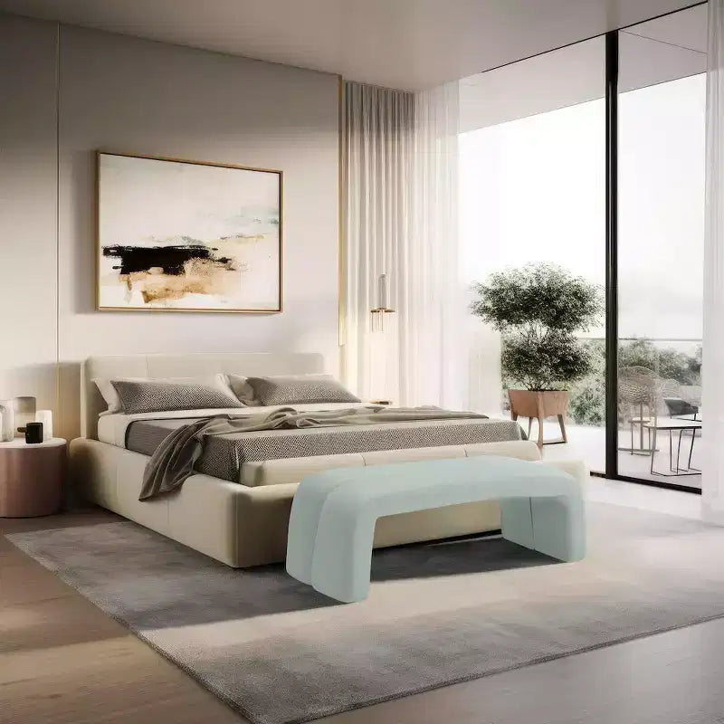 Meridian Furniture, Panca Arc Mint in pelle vegana