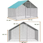 Dyonery Chicken Coop Run with Immersed Wire Mesh , Metal Chicken Run in for Yard with Waterproof Cover and Secure Lock