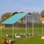 Enclos pour poulailler Dyonery avec treillis métallique immergé, enclos métallique pour poules de jardin avec couverture étanche et loquet sécurisé