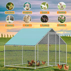 Enclos pour poulailler Dyonery avec treillis métallique immergé, enclos métallique pour poules de jardin avec couverture étanche et loquet sécurisé