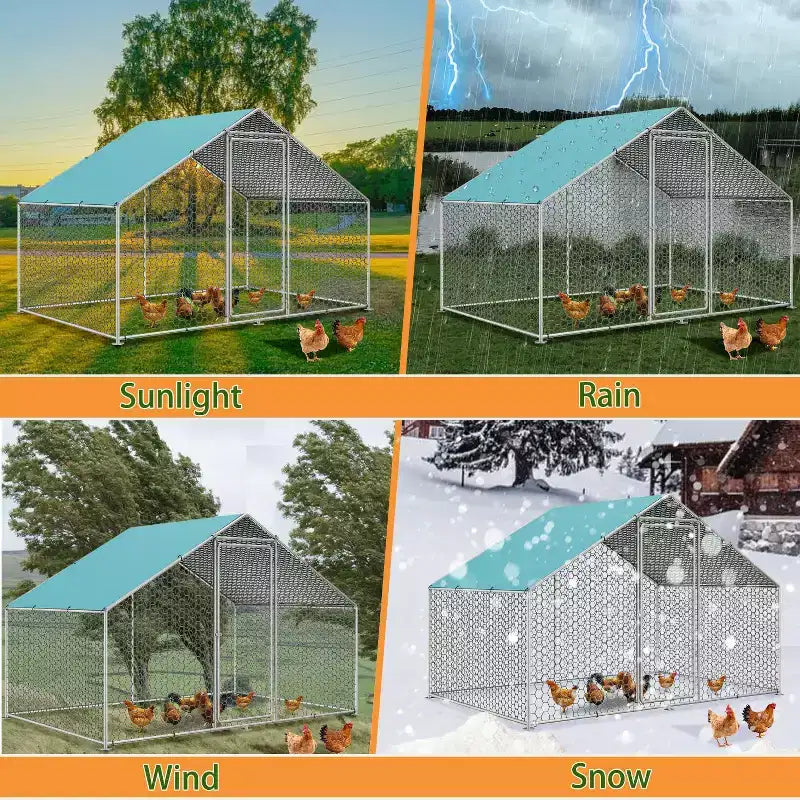 Enclos pour poulailler Dyonery avec treillis métallique immergé, enclos métallique pour poules de jardin avec couverture étanche et loquet sécurisé