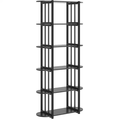 Étagère à livres à 6 niveaux, Bibliothèque haute moderne, Étagère d'angle de rangement industrielle, Unité de rangement sur pied