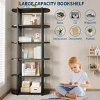 Libreria a 6 ripiani, Libreria alta moderna, Scaffale angolare industriale, Unità di scaffalatura autoportante