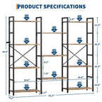 Libreria a 4 Ripiani, Scaffale Industriale - Ripiani in Legno Regolabili e Struttura in Metallo Resistente, Capacità 45 kg, Organizzatore Ampio