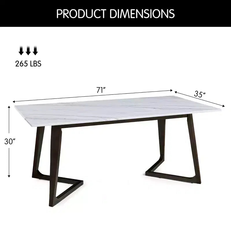 Subrtex Tavolo da Pranzo con Piano Solido Effetto Marmo