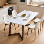 Subrtex Tavolo da Pranzo con Piano Solido Effetto Marmo