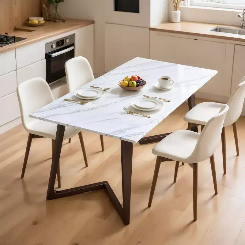 Subrtex Tavolo da Pranzo con Piano Solido Effetto Marmo