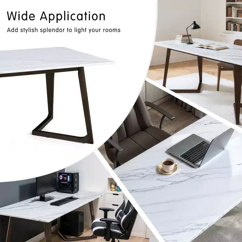 Subrtex Tavolo da Pranzo con Piano Solido Effetto Marmo