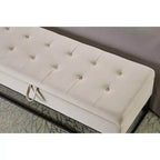 Panca in velluto TUYOHW con base in metallo e contenitore, panca da letto per soggiorno, Beige
