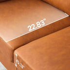 Canapé en cuir marron de 83 pouces - Canapé moderne du milieu du siècle, canapé 3 places avec accoudoirs, coussins confortables, canapé en PU à assise profonde pour salon, chambre à coucher