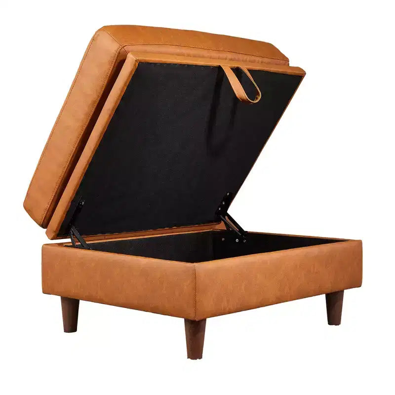 Canapé en cuir marron de 83 pouces - Canapé moderne du milieu du siècle, canapé 3 places avec accoudoirs, coussins confortables, canapé en PU à assise profonde pour salon, chambre à coucher