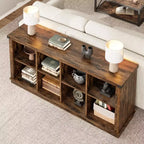 Libreria a 2 ripiani a 8 cubi, Libreria orizzontale in legno stile rustico/country, Armadietto libreria, Organizer contenitore