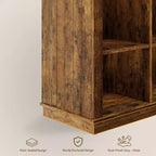 Libreria a 2 ripiani a 8 cubi, Libreria orizzontale in legno stile rustico/country, Armadietto libreria, Organizer contenitore