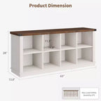Libreria a 2 ripiani a 8 cubi, Libreria orizzontale in legno stile rustico/country, Armadietto libreria, Organizer contenitore