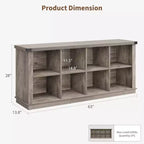 Libreria a 2 ripiani a 8 cubi, Libreria orizzontale in legno stile rustico/country, Armadietto libreria, Organizer contenitore