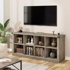 2-Tier 8 Cube Book Shelf, Rustic Farmhouse Wood Horizontal Bookshelf, Bookcase Cabinet, Storage Organizer