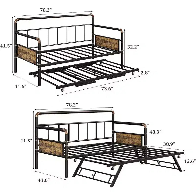 Acekool Daybed Doppio con Letto Estraibile - Divano Letto Salvaspazio e Letto per Ospiti
