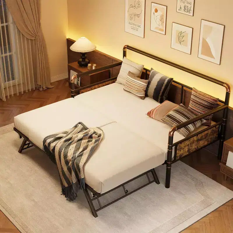 Acekool Daybed Doppio con Letto Estraibile - Divano Letto Salvaspazio e Letto per Ospiti