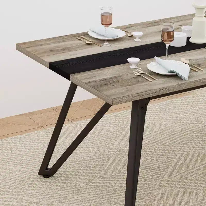 Okak 70.9 Tavolo da pranzo rettangolare con venature in marmo, impermeabile, con gambe regolabili per 8 persone per cucina, ufficio