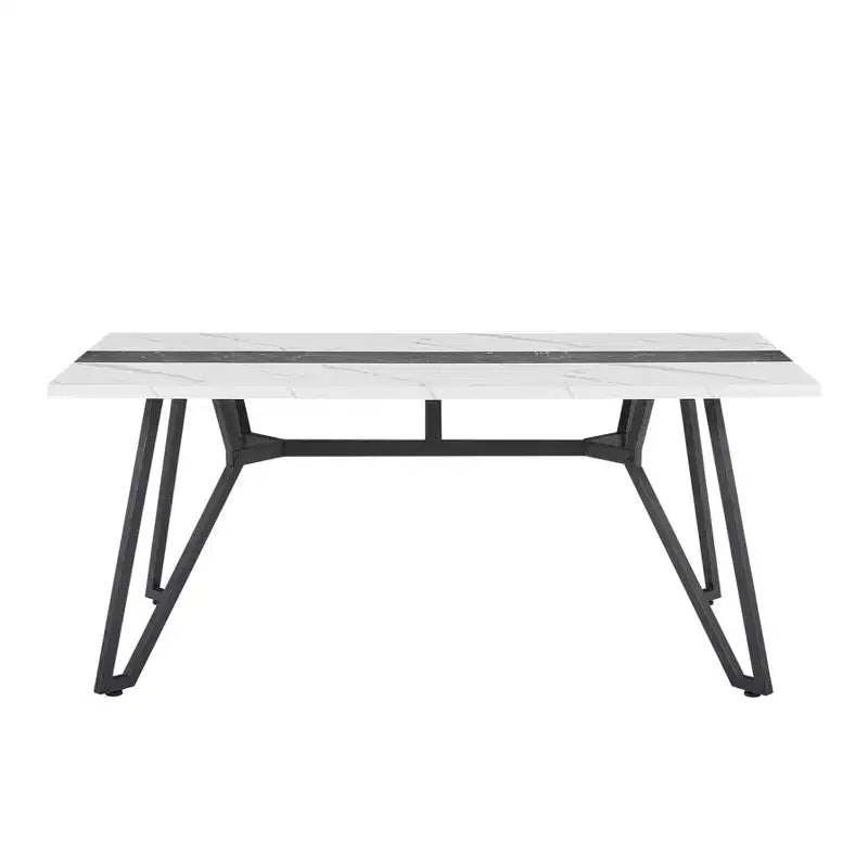 Okak 70.9 Tavolo da pranzo rettangolare con venature in marmo, impermeabile, con gambe regolabili per 8 persone per cucina, ufficio