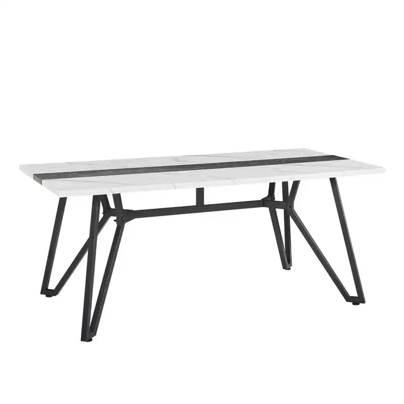 Okak 70.9 Tavolo da pranzo rettangolare con venature in marmo, impermeabile, con gambe regolabili per 8 persone per cucina, ufficio