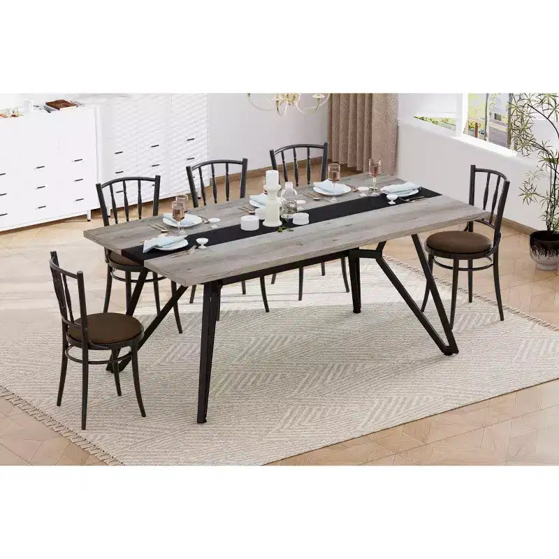 Okak 70.9 Tavolo da pranzo rettangolare con venature in marmo, impermeabile, con gambe regolabili per 8 persone per cucina, ufficio