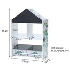 LuxenHome Mobile Basso da Terra Multifunzione con Lavagna a Forma di Casa, Libreria e Contenitore per Giocattoli per Bambini