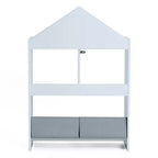 LuxenHome Mobile Basso da Terra Multifunzione con Lavagna a Forma di Casa, Libreria e Contenitore per Giocattoli per Bambini