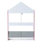 LuxenHome Mobile Basso da Terra Multifunzione con Lavagna a Forma di Casa, Libreria e Contenitore per Giocattoli per Bambini
