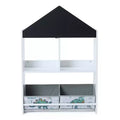 LuxenHome Mobile Basso da Terra Multifunzione con Lavagna a Forma di Casa, Libreria e Contenitore per Giocattoli per Bambini