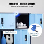 VEVOR Casier métallique pour employés, Armoire de rangement à 9 portes avec fente pour carte, Casiers d'employés avec clés, Capacité de charge de 30 kg, Noir et bleu