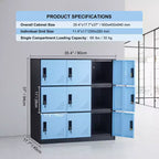 VEVOR Casier métallique pour employés, Armoire de rangement à 9 portes avec fente pour carte, Casiers d'employés avec clés, Capacité de charge de 30 kg, Noir et bleu