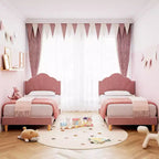 Letto a piattaforma singolo in velluto con testiera regolabile - Supporto a doghe in legno, nessun box spring necessario, rosa chiaro