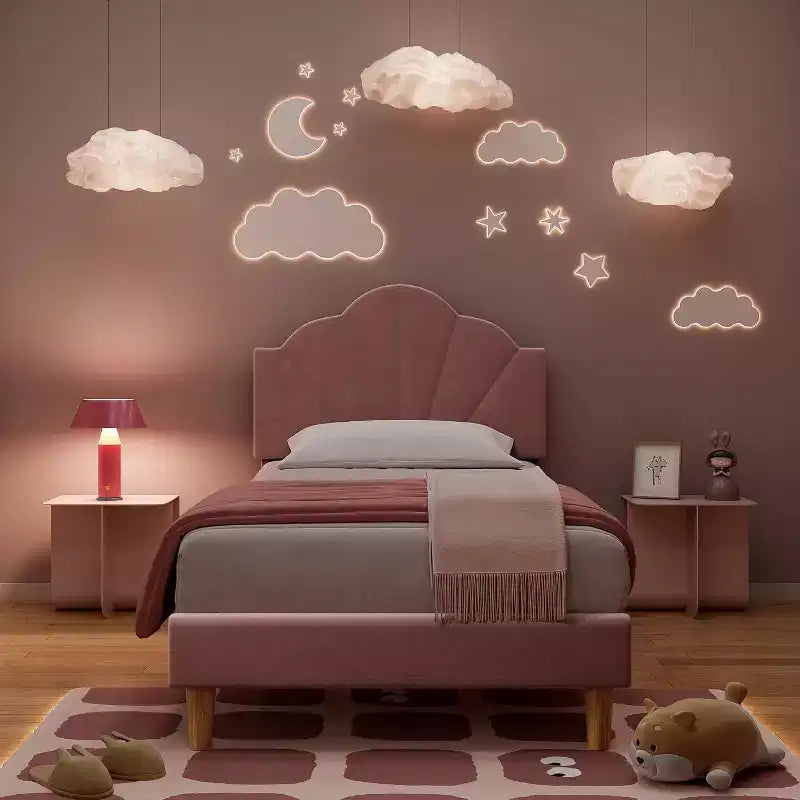 Letto a piattaforma singolo in velluto con testiera regolabile - Supporto a doghe in legno, nessun box spring necessario, rosa chiaro