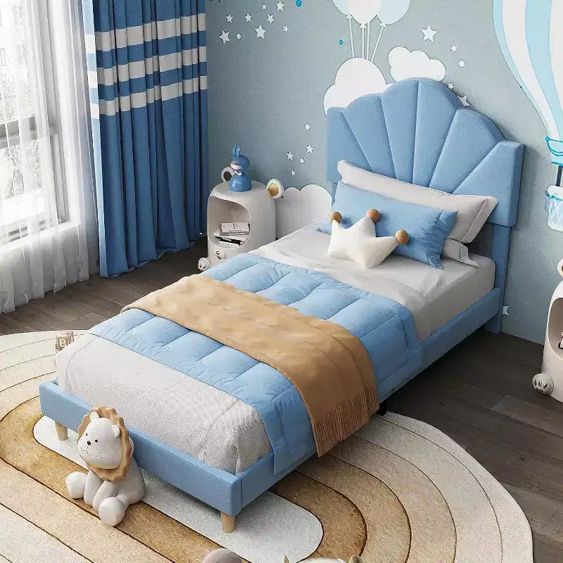 Letto a piattaforma singolo in velluto con testiera regolabile - Supporto a doghe in legno, nessun box spring necessario, rosa chiaro