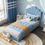Letto a piattaforma singolo in velluto con testiera regolabile - Supporto a doghe in legno, nessun box spring necessario, rosa chiaro