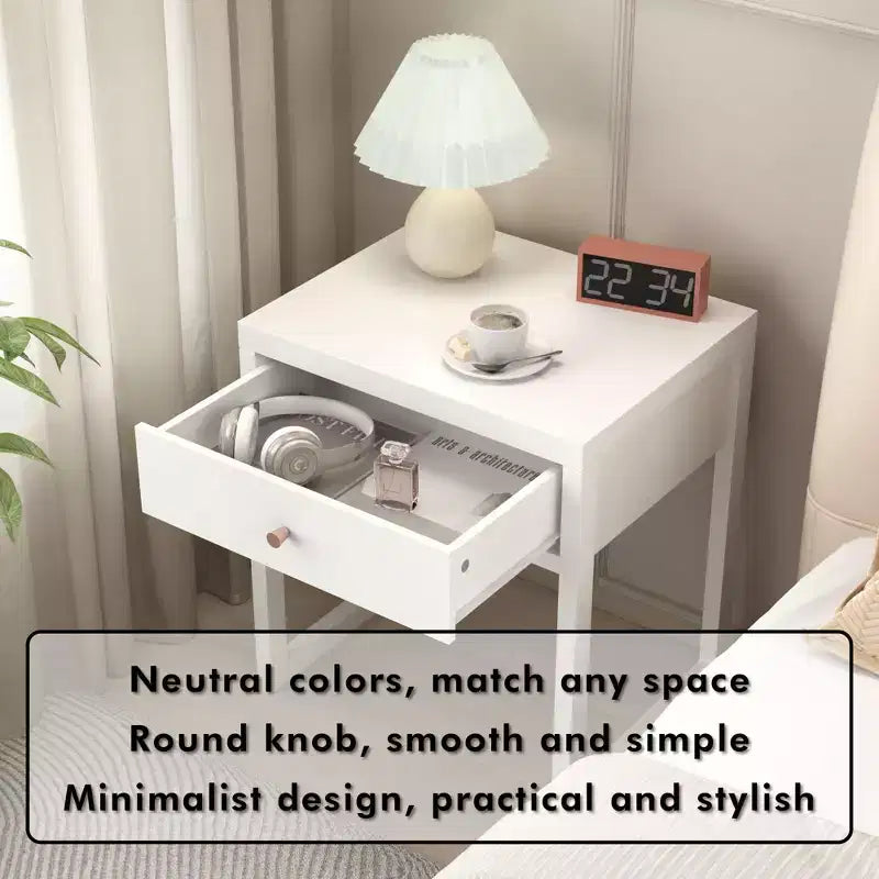Table de chevet, table d'appoint minimaliste pour canapé, table d'appoint avec tiroir, blanc - ModernLuxe