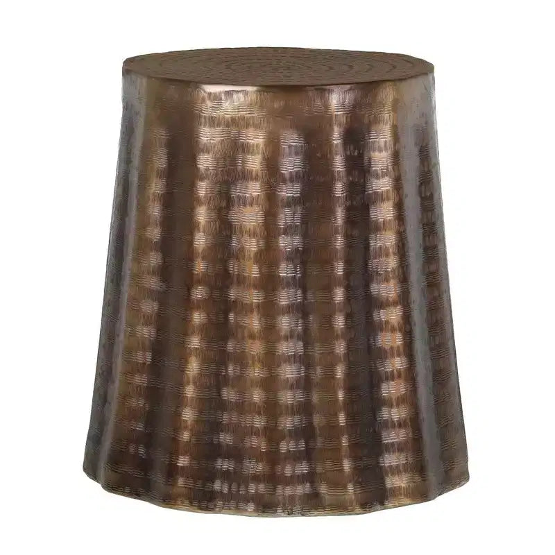 Table d'appoint ronde en aluminium Royal Hampton 19 avec motif martelé