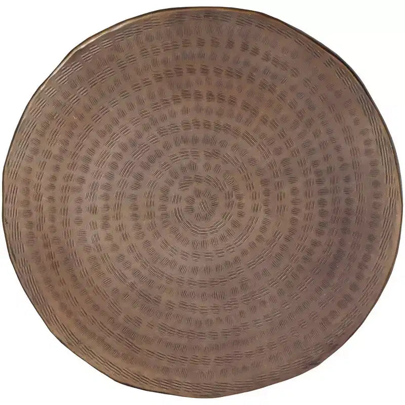 Table d'appoint ronde en aluminium Royal Hampton 19 avec motif martelé