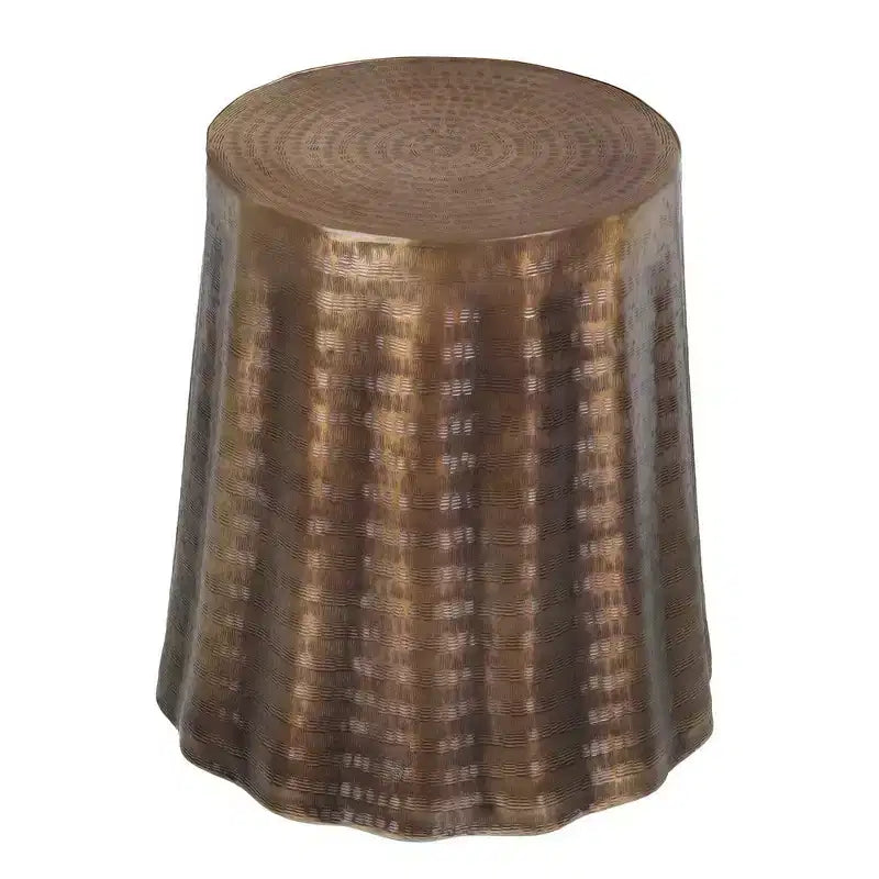 Table d'appoint ronde en aluminium Royal Hampton 19 avec motif martelé