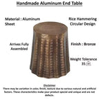Table d'appoint ronde en aluminium Royal Hampton 19 avec motif martelé