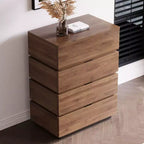 Gaoyangjiaju Cassettiera Moderna a 4 Cassetti - Comò Verticale con Finitura in Legno di Noce - Design Minimalista Senza Maniglie per Piccoli Spazi
