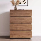 Gaoyangjiaju Cassettiera Moderna a 4 Cassetti - Comò Verticale con Finitura in Legno di Noce - Design Minimalista Senza Maniglie per Piccoli Spazi