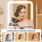 Toeletta con Specchio, Scrivania Trucco con Sgabello Imbottito, Tavolo da Trucco con Cassetti Portaoggetti, Porta Asciugacapelli, Set Toeletta per Camera da Letto