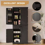 Dispensa alta 183 cm, mobile contenitore da cucina stile rustico con cassetto, 4 ripiani regolabili, 6 ripiani sulla porta, dispensa per sala da pranzo
